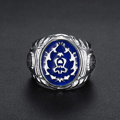 World of Warcraft Alliance - Anillo de acero de titanio para fanáticos de Wow, talla 7-15, Metal,