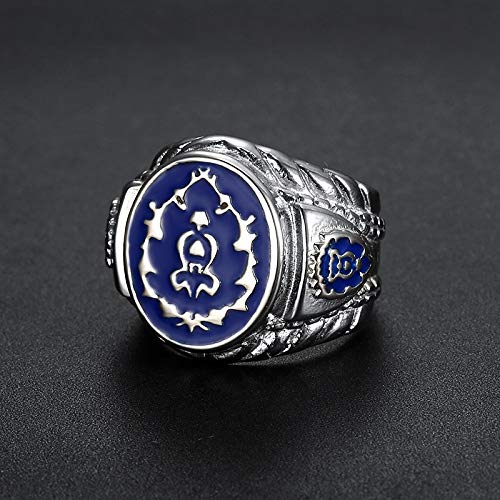 World of Warcraft Alliance - Anillo de acero de titanio para fanáticos de Wow, talla 7-15, Metal,