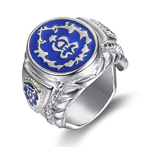 World of Warcraft Alliance - Anillo de acero de titanio para fanáticos de Wow, talla 7-15, Metal,