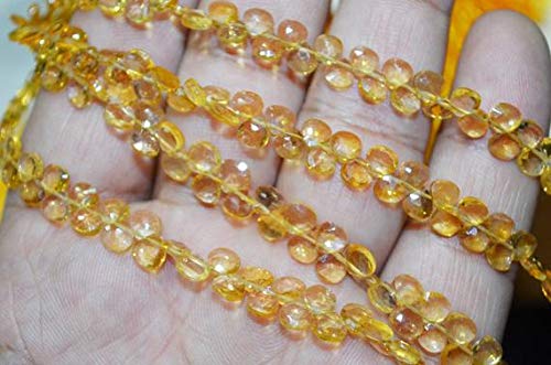 World Wide Gems Beads Gemstone AAA Wow Quality Citrine Heart Shape Faceted 4.5 mm, 7 Inch Strand Code-HIGH-46056