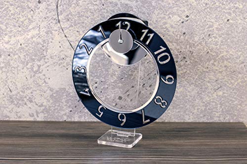 WoW Clock Design - Reloj de mesa Smoking Black Idea regalo original color ahumado Reloj de decoración diseño diámetro 18 cm