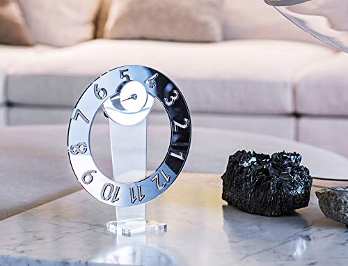 WoW Clock Design - Reloj de mesa Smoking Black Idea regalo original color ahumado Reloj de decoración diseño diámetro 18 cm