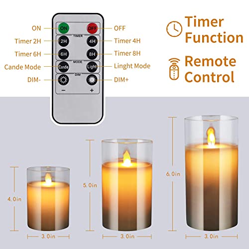 Wsnan 3 Pieces Led Wax Candles Flickering Sterno Large lattern, Electric Timer Function for Parties, Home Decor and Festivals Celebrations
