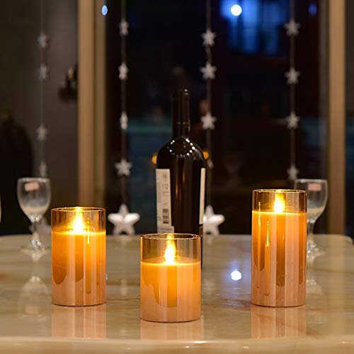Wsnan 3 Pieces Led Wax Candles Flickering Sterno Large lattern, Electric Timer Function for Parties, Home Decor and Festivals Celebrations