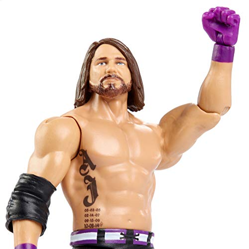 WWE - SummerSlam Figura de acción luchador AJ Styles con accesorios de lucha Juguetes niños +6 años (Mattel GCB64)