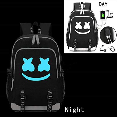 WYCY Mochila Luminosa Mochila Escolar de Gran Volumen 36L con Puerto de Carga USB y Línea de Audio Mochila Escolar Unisex Mochila con Luminosa Caja de Lápices (Marshmellow)
