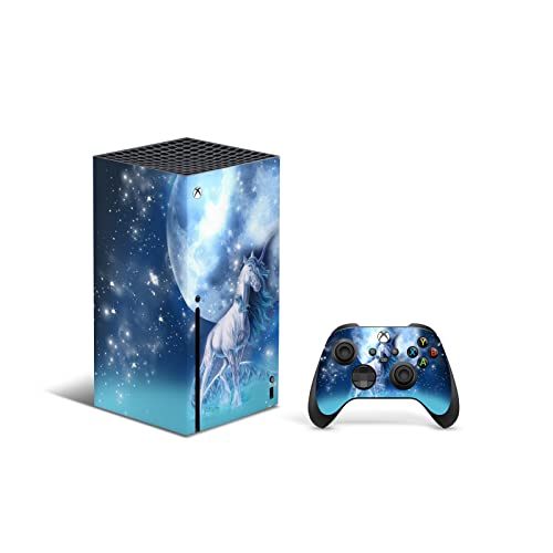 X1 Series X Console Controller Skin De 46 North Design, 3M Technology La Misma Calidad De Calcomanía Para Automóviles, Fantasía Unicornio Caballo Azul, Duradera, Fabricado En Canadá