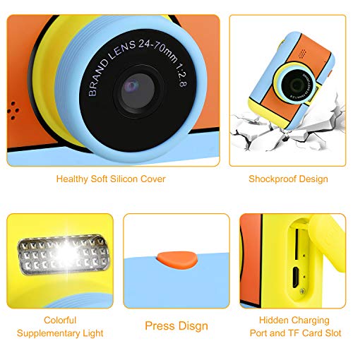 XDDIAS Cámara de Fotos para Niños, Infantil Cámara Digital con 32GB Tarjeta de Memoria y Pantalla de 2.4 Pulgadas, Videocámaras Juguetes para Niñas Cumpleaños Regalo (Naranja)