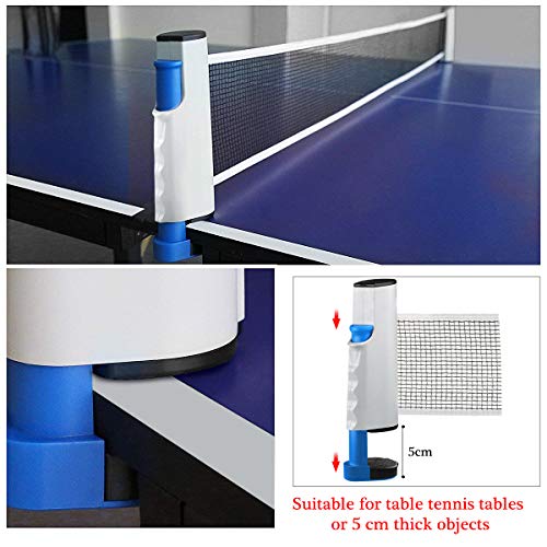XDDIAS Red de Tenis de Mesa, Repuesto Portátil Retráctil Table Tennis Net - Ping Pong Net para Entrenamiento Abrazaderas, Longitud ajustable 200 (max) x 14.5cm