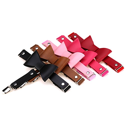 Xiang Ru 1 pieza Bowtie ajustable arnés de pierna cinturón de liga medias Suspender con Duck-Mouth Clips para las mujeres Rosa rosa Talla única