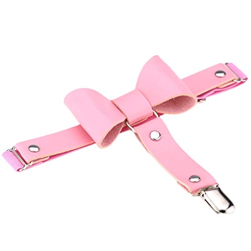Xiang Ru 1 pieza Bowtie ajustable arnés de pierna cinturón de liga medias Suspender con Duck-Mouth Clips para las mujeres Rosa rosa Talla única
