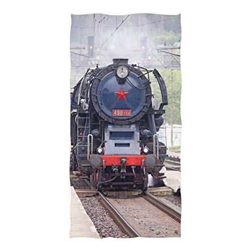 XiangHeFu Ducha Ultra Suave de Lujo Vintage Steam Train Gift Toalla de baño Multiusos de Mano Altamente Absorbente