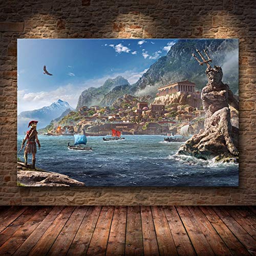 xiangpiaopiao Los Carteles del Juego De Assassin'S Creed Odyssey Decoran El Mar Pósters E Impresiones Artísticos En Lienzo 50X70Cm -Hz808