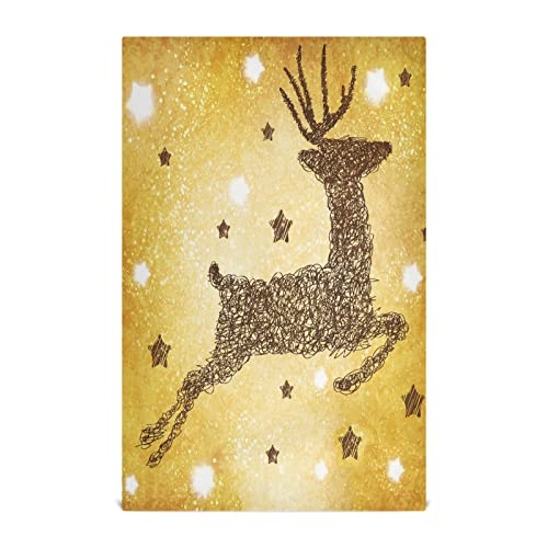 xigua Paquete de 4 paños de cocina navideños Golden Deer Starl absorbentes toallas de mano para el hogar, restaurante, plato limpio, 28 x 18 pulgadas