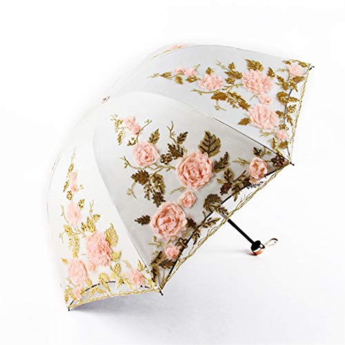 □ XXMK □ Paraguas a prueba de viento □ Colorido paraguas plegable lluvia señoras de doble capa de moda de gama alta del cordón del paraguas de la marca de gama alta de la boda del paraguas Paraguas de