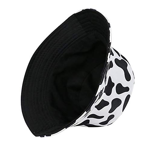 XYIYI Impresión de Vaca Sombrero de Pescador Reversible Sombrero de Sol Gorro de Playa para Mujeres Chicas