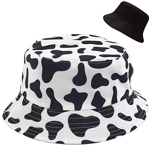 XYIYI Impresión de Vaca Sombrero de Pescador Reversible Sombrero de Sol Gorro de Playa para Mujeres Chicas