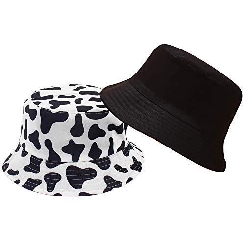 XYIYI Impresión de Vaca Sombrero de Pescador Reversible Sombrero de Sol Gorro de Playa para Mujeres Chicas