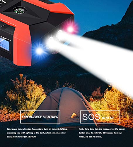 XYQCPJ Arrancador de Coche, Portátiles Emergencia Banco de Energía Multifunción Car Battery Jump Starter Pack 89800mAh 12V con Abrazaderas Linterna LED Brújula