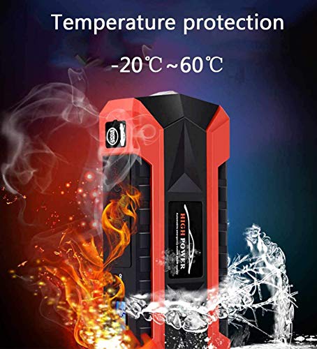 XYQCPJ Car Jump Starter Pack, Multifunción Portátiles Arrancador de Coche de Herramientas (6.0L de Gasolina o 4.0L de Diesel) Eléctricas Brújula Martillo de Seguridad Inflador 89800mAh