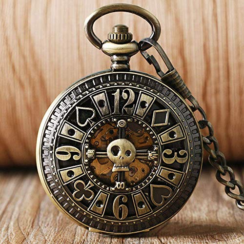 XYSQWZ Reloj De Bolsillo Cool Steam Poker Diseño Único Reloj De Bolsillo De Bronce Reloj Mecánico Automático Fob Reloj Antiguo Vintage Relogio De Bolso