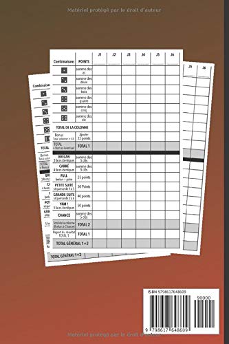 YAMS Feuilles de Marque: Carnet de 100 Feuilles de Score pour le Yam | Règle du Jeu | Format Pratique | Couverture Rouge avec Dés