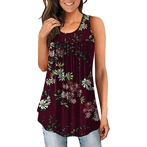 YANFANG Camisetas Basicas Mujer Manga Corta,Camisa Plisada Sin Mangas De Verano para Top TúNica Suelta Y Fluida,Blusas Camisas Mujer, Tallas Grandes,Negro,Azul,Rojo,Blanco,Rosa,Verde,Gris,S-XXL