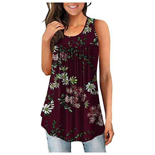 YANFANG Camisetas Basicas Mujer Manga Corta,Camisa Plisada Sin Mangas De Verano para Top TúNica Suelta Y Fluida,Blusas Camisas Mujer, Tallas Grandes,Negro,Azul,Rojo,Blanco,Rosa,Verde,Gris,S-XXL