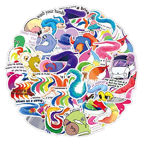 YCYY 50 Worms Do Not Repeat The Suitcase Sticker Waterproof Cell Phone Water Cup Computer Sticker Notebook Waterproof Graffiti Sticker