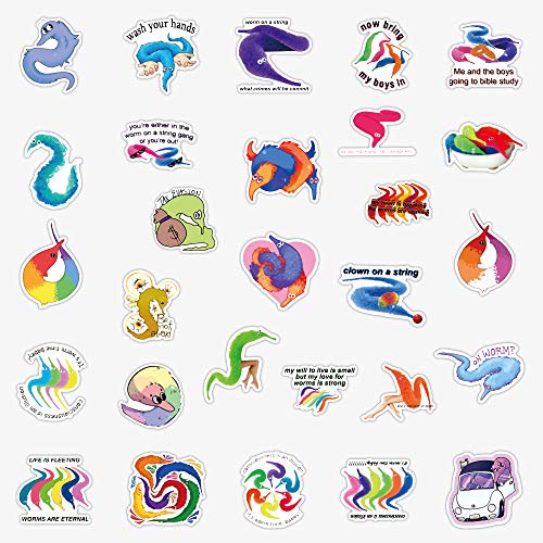 YCYY 50 Worms Do Not Repeat The Suitcase Sticker Waterproof Cell Phone Water Cup Computer Sticker Notebook Waterproof Graffiti Sticker