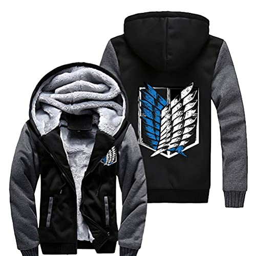Yesgirl Attack On Titan Suéter con Capucha para Hombre con Cremallera Chaqueta De Manga Larga De Lana Cálida De Invierno Más Sudadera Gruesa Jacket Chándal Top 01 XS