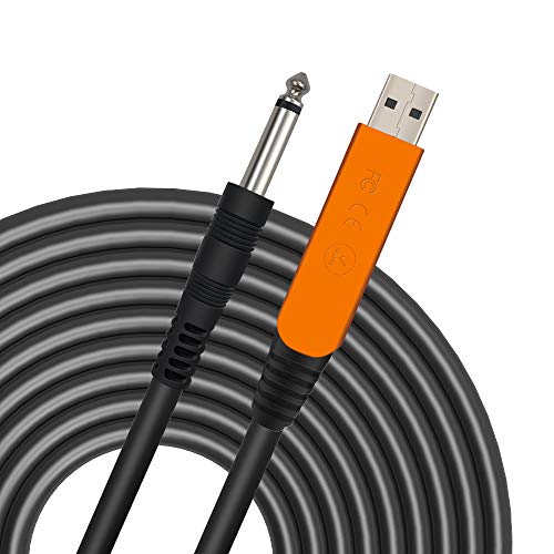 YESPURE - Cable USB para guitarra (10 pies, interfaz USB macho a 6,35 mm 1/4", chapado en oro TS, cable de grabación compatible con PC, Mac, Xbox One, Xbox 360, PS4, PS3, PS2)