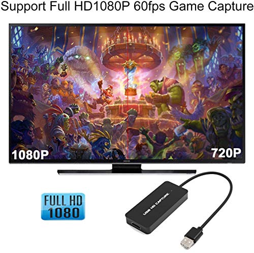 Y&H - Tarjeta de captura de vídeo HDMI a USB HD 1080P 60 fps vídeo en directo Streaming Game Record para Xbox 360 / Xbox One / PS4 / Wii U y Nintendo Switch