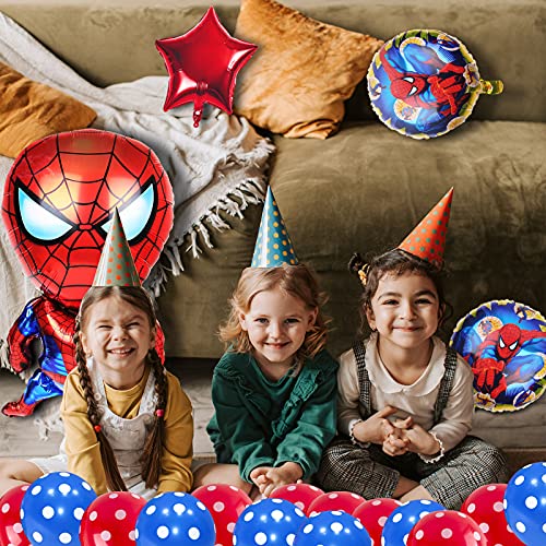 Yisscen Decoración de Cumpleaños Globo de Spiderman,Super Heroes Fiesta Temática Set de Decoración,Globos de Cumpleaños de Helio de Látex,Suministros de Decoración para Niños Globo de Aluminio