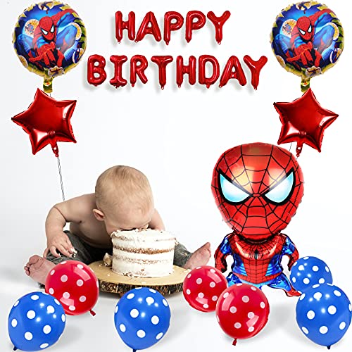 Yisscen Decoración de Cumpleaños Globo de Spiderman,Super Heroes Fiesta Temática Set de Decoración,Globos de Cumpleaños de Helio de Látex,Suministros de Decoración para Niños Globo de Aluminio