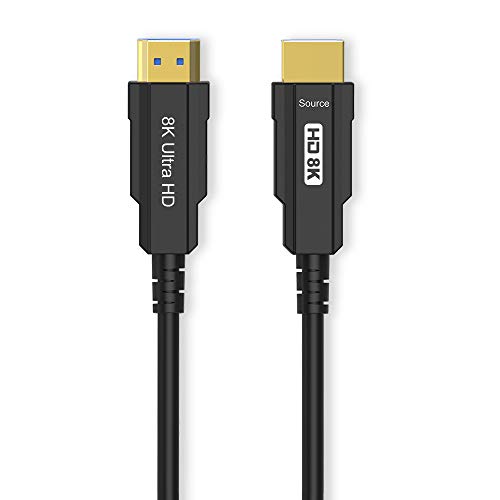 YIWENTEC HDMI Cable 15M 50FT Activo de Fibra óptica UHD HDR 48Gbps 8K a 60Hz 4K a 120Hz HDMI Cable de Fibra 3D Compatible con HDCP2.2(15M, 8K)