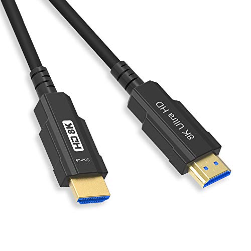 YIWENTEC HDMI Cable 15M 50FT Activo de Fibra óptica UHD HDR 48Gbps 8K a 60Hz 4K a 120Hz HDMI Cable de Fibra 3D Compatible con HDCP2.2(15M, 8K)