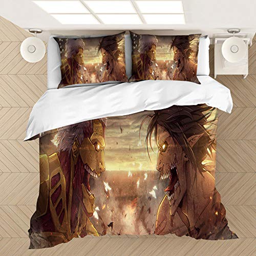 YJJYLMT habitación juegos de fundas para edredón Juego de ropa de cama con estampado 3D de Anime Attack on Titan, fundas de edredón, fundas de almohada, juego de edredón, ropa de cama, ropa de cama Ju