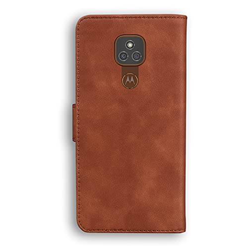 YKTO Bookstyle Cartera para Motorola Moto G9 Play/E7 Plus Billetera Soporte Abatible Funda Mariposa Apto Piel Folio Cuero PU Case Interior TPU Ranura Tarjeta para Motorola Moto G9 Play/E7 Plus-Marrón