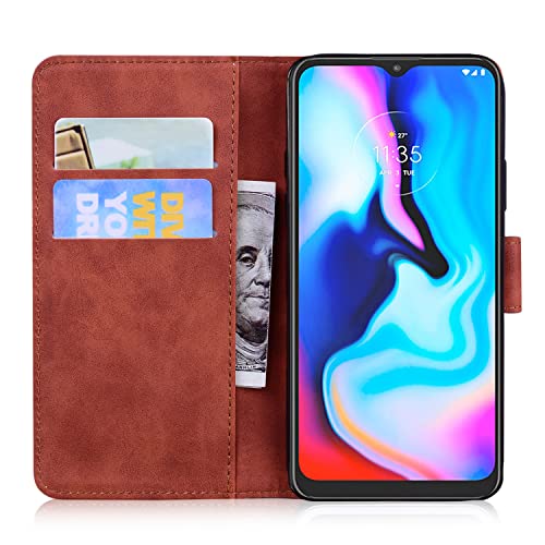 YKTO Bookstyle Cartera para Motorola Moto G9 Play/E7 Plus Billetera Soporte Abatible Funda Mariposa Apto Piel Folio Cuero PU Case Interior TPU Ranura Tarjeta para Motorola Moto G9 Play/E7 Plus-Marrón