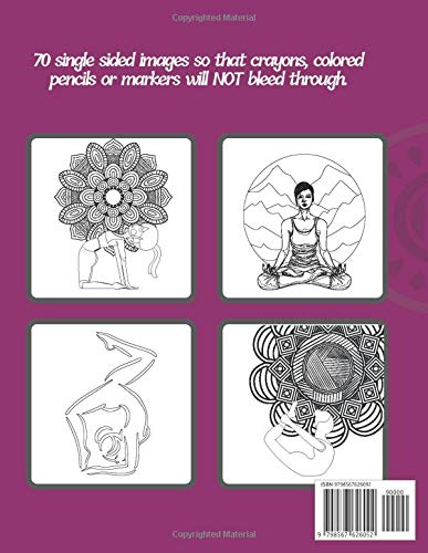 Yoga Anatomy Coloring Book: 70 Simple Pictures of Yoga Poses with Mandala for Kids and Adults. Pages with Awesome, Stress Relieving Designs. Glossy Cover.