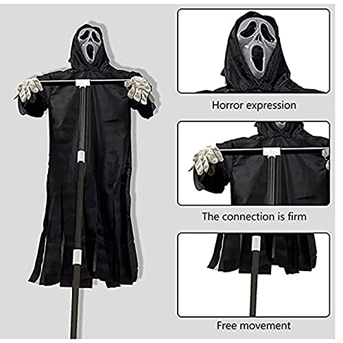 Yokbeer Ghostface Scream Scarecrow Halloween Garden Screaming Ghost Scary Witch Decoración Creativa Grim Reaper Nightmare Witch Decoración del Hogar de Halloween para Porche, Patio
