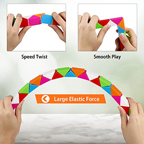 Yordawn Magic Snake con 24 Secciones Serpiente Mágica Cubo Magic Snake Puzzle Cube Juegos de Rompecabezas Juguetes Educativos para Niños Regalo para niños Adultos Arcoíris