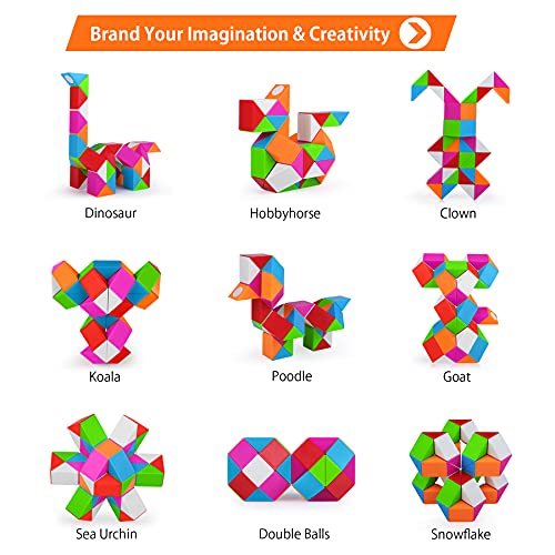 Yordawn Magic Snake con 48 Secciones Serpiente Mágica Cubo Magic Snake Puzzle Cube Juegos de Rompecabezas Juguetes Educativos para Niños Regalo para niños Adultos Arcoíris