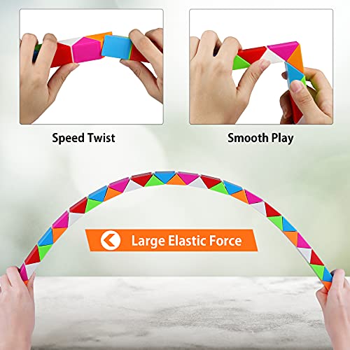 Yordawn Magic Snake con 48 Secciones Serpiente Mágica Cubo Magic Snake Puzzle Cube Juegos de Rompecabezas Juguetes Educativos para Niños Regalo para niños Adultos Arcoíris