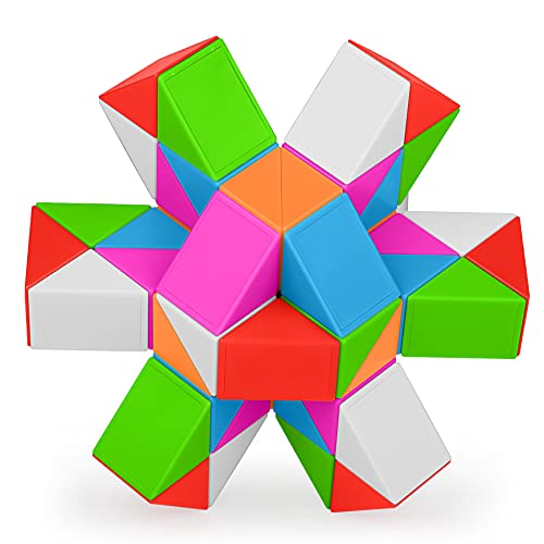 Yordawn Magic Snake con 48 Secciones Serpiente Mágica Cubo Magic Snake Puzzle Cube Juegos de Rompecabezas Juguetes Educativos para Niños Regalo para niños Adultos Arcoíris