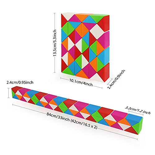 Yordawn Magic Snake con 48 Secciones Serpiente Mágica Cubo Magic Snake Puzzle Cube Juegos de Rompecabezas Juguetes Educativos para Niños Regalo para niños Adultos Arcoíris