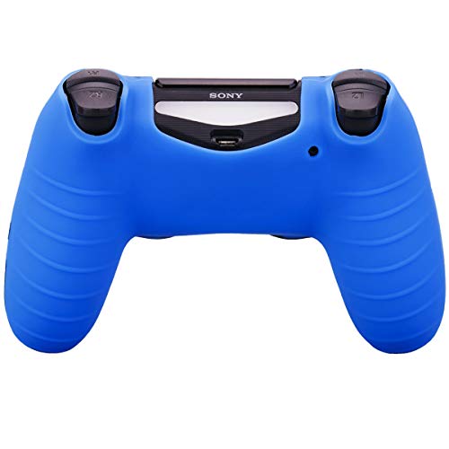 YoRHa Transferencia de Agua Camuflaje de impresión Silicona Caso Piel Fundas Protectores Cubierta para Sony PS4/slim/Pro Mando x 2(Rojo + Azul) con Pro los puños Pulgar Thumb gripsx 8