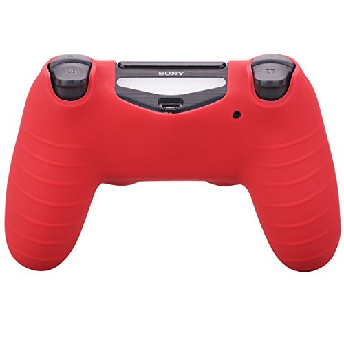 YoRHa Transferencia de Agua Camuflaje de impresión Silicona Caso Piel Fundas Protectores Cubierta para Sony PS4/slim/Pro Mando x 2(Rojo + Azul) con Pro los puños Pulgar Thumb gripsx 8