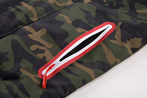 YoungSoul Chaqueta Impermeable Camuflaje Niño - Cortavientos con Forro Polar - Chubasquero Deportivo con Capucha, Ejercito Verde, 9-10 años/Tamaño XL